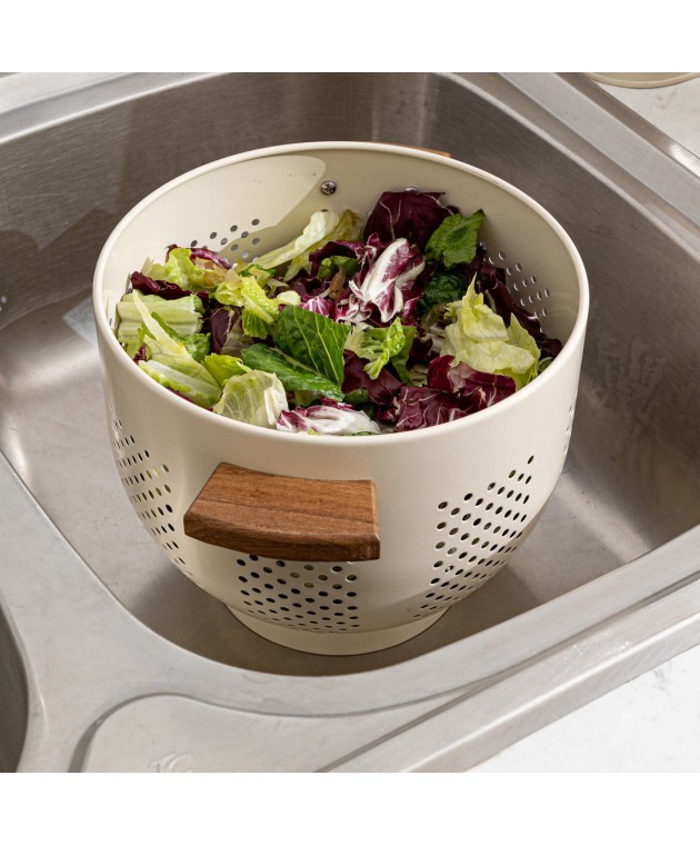 ESTIA ΣΟΥΡΩΤΗΡΙ ΖΥΜΑΡΙΚΩΝ ACACIA ΑΝΟΞΕΙΔΩΤΟ 22cm ΜΕ ΞΥΛΙΝΕΣ ΛΑΒΕΣ IVORY 01-23850 Σουρωτήρια