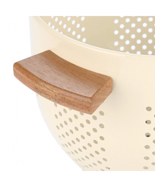 ESTIA ΣΟΥΡΩΤΗΡΙ ΖΥΜΑΡΙΚΩΝ ACACIA ΑΝΟΞΕΙΔΩΤΟ 22cm ΜΕ ΞΥΛΙΝΕΣ ΛΑΒΕΣ IVORY 01-23850 Σουρωτήρια