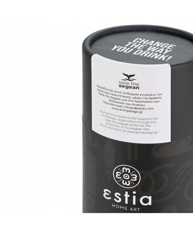 ESTIA ΘΕΡΜΟΣ TRAVEL FLASK SAVE THE AEGEAN 500ml NOIR ECHO ΘΕΡΜΟΣ-ΠΑΓΟΥΡΙΑ