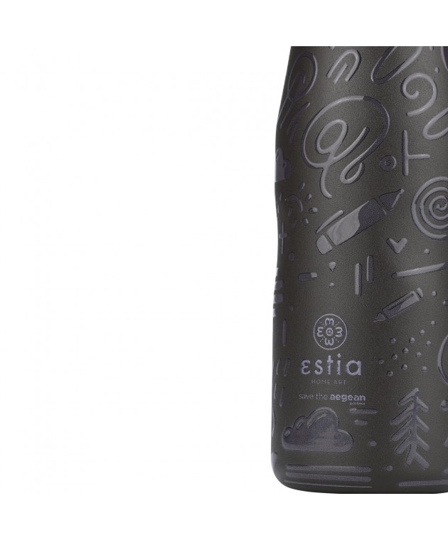 ESTIA ΘΕΡΜΟΣ TRAVEL FLASK SAVE THE AEGEAN 500ml NOIR ECHO ΘΕΡΜΟΣ-ΠΑΓΟΥΡΙΑ