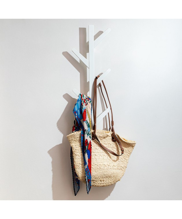 ESTIA ΚΡΕΜΑΣΤΡΑ ΤΟΙΧΟΥ BAMBOO ΚΑΘΕΤΗ 6 ΘΕΣΕΩΝ ΜΕ ΠΛΑΚΕ ΓΑΝΤΖΟΥΣ ΛΕΥΚΗ Κρεμάστρες