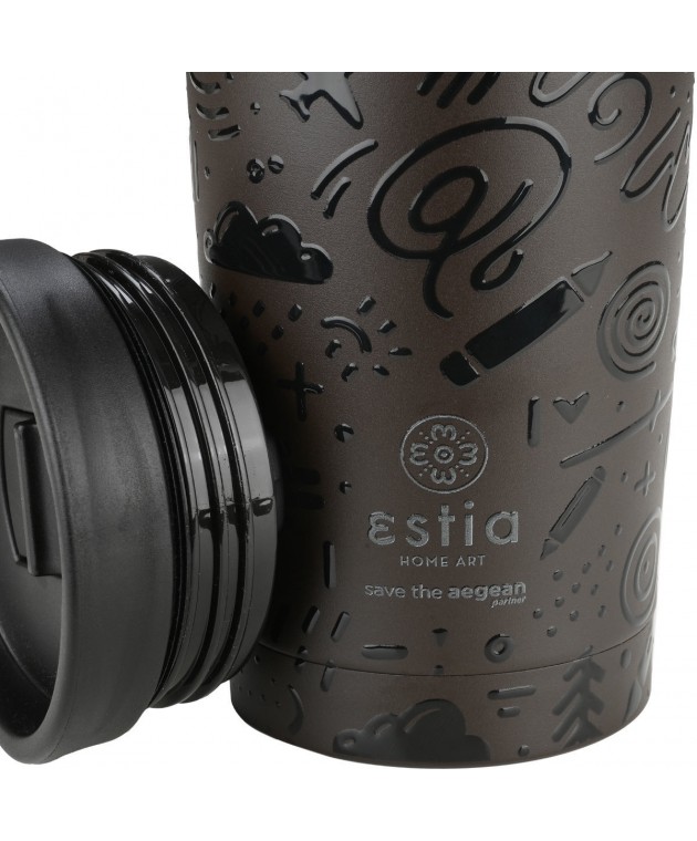 ESTIA ΘΕΡΜΟΣ TRAVEL MUG SAVE THE AEGEAN 350ml NOIR ECHO 01-25588 ΘΕΡΜΟΣ-ΠΑΓΟΥΡΙΑ