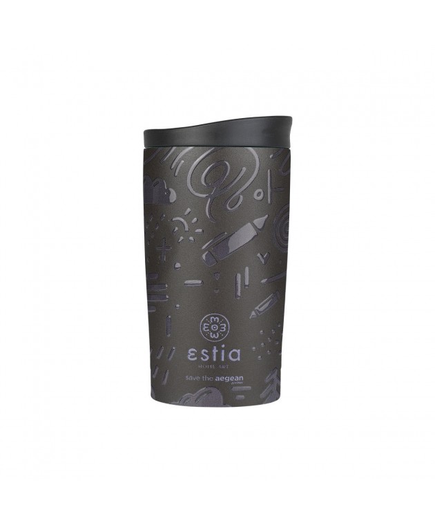 ESTIA ΘΕΡΜΟΣ TRAVEL MUG SAVE THE AEGEAN 350ml NOIR ECHO 01-25588 ΘΕΡΜΟΣ-ΠΑΓΟΥΡΙΑ