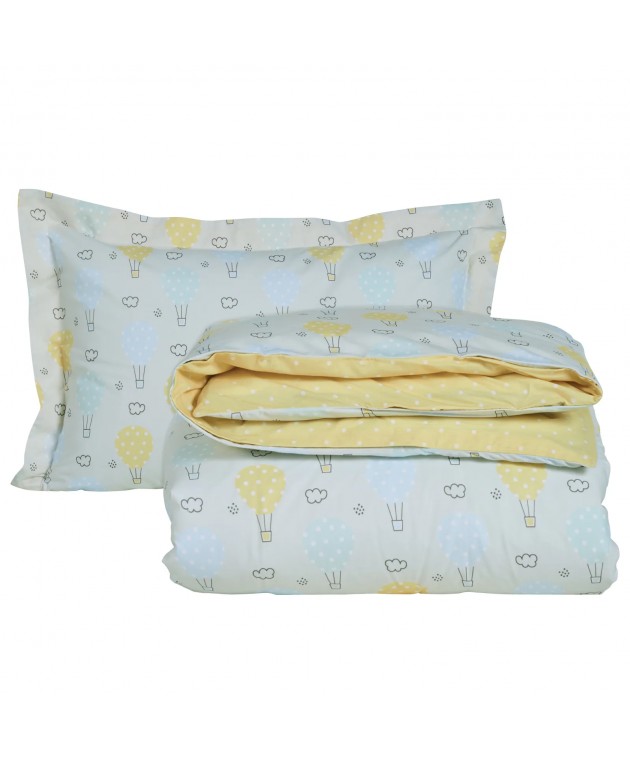 DAS KIDS ΣΕΤ ΠΑΠΛΩΜΑΤΟΘΗΚΗ ΜΟΝΗ 4880 ΓΑΛΑΖΙΟ, ΚΙΤΡΙΝΟ, ΜΕΝΤΑ 160Χ240 Παιδικές Παπλωματοθήκες