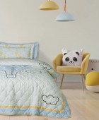 DAS KIDS ΚΟΥΒΕΡΛΙ ΜΟΝΟ 4880 ΓΑΛΑΖΙΟ, ΚΙΤΡΙΝΟ, ΜΕΝΤΑ 160Χ220 Παιδικά Κουβερλί