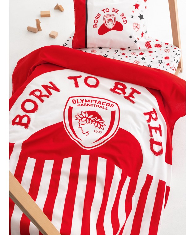 Σετ Σεντόνια Κούνιας Olympiacos B.C. 70Χ140+15 BC8 Με Λάστιχο Βρεφικά Σεντόνια