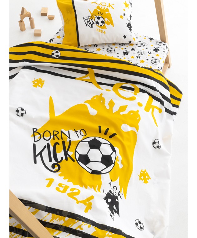 Σετ Σεντόνια Κούνιας Aek 1924 70Χ140+15 Aek8 Με Λάστιχο Βρεφικά Σεντόνια