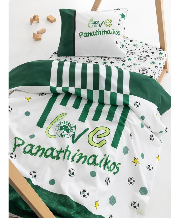 Σετ Σεντόνια Κούνιας Panathinaikos F.C. 70Χ140+15 FC11 Με Λάστιχο Βρεφικά Σεντόνια