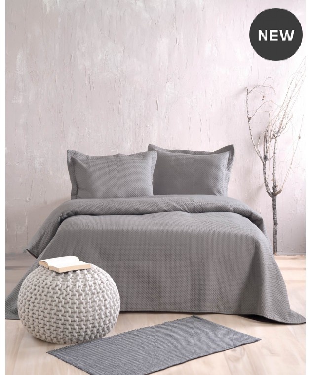 Σετ κουβερλί Υ/Δ (220X240) ALLURE 01 ΓΚΡΙ, RYTHMOS HOME Κουβερλί Υπέρδιπλα