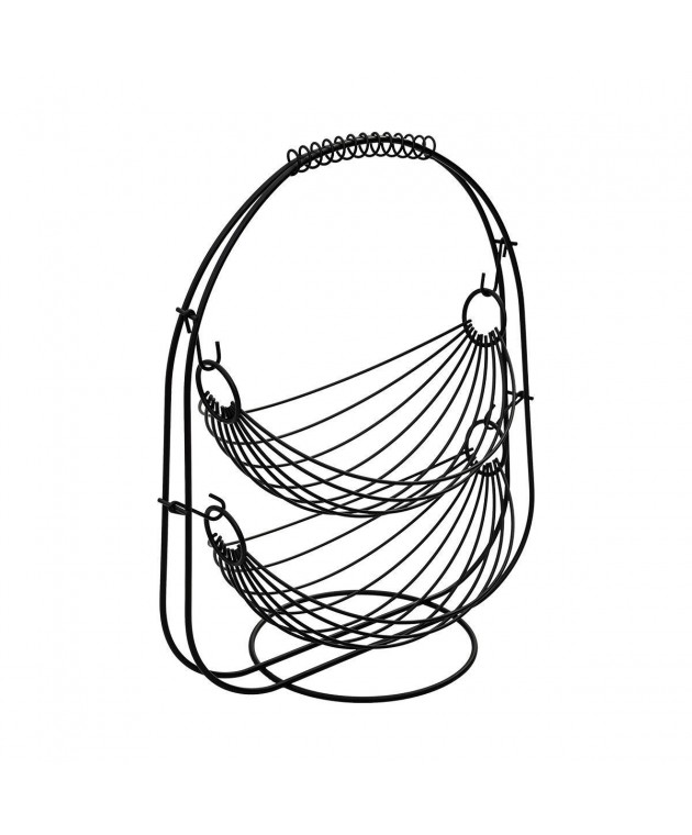 ESTIA ΦΡΟΥΤΙΕΡΑ 2 ΘΕΣΕΩΝ METAL BLACK ΜΕΤΑΛΛΙΚΗ 37χ20x42cm ΜΑΥΡΗ Φρουτιέρες