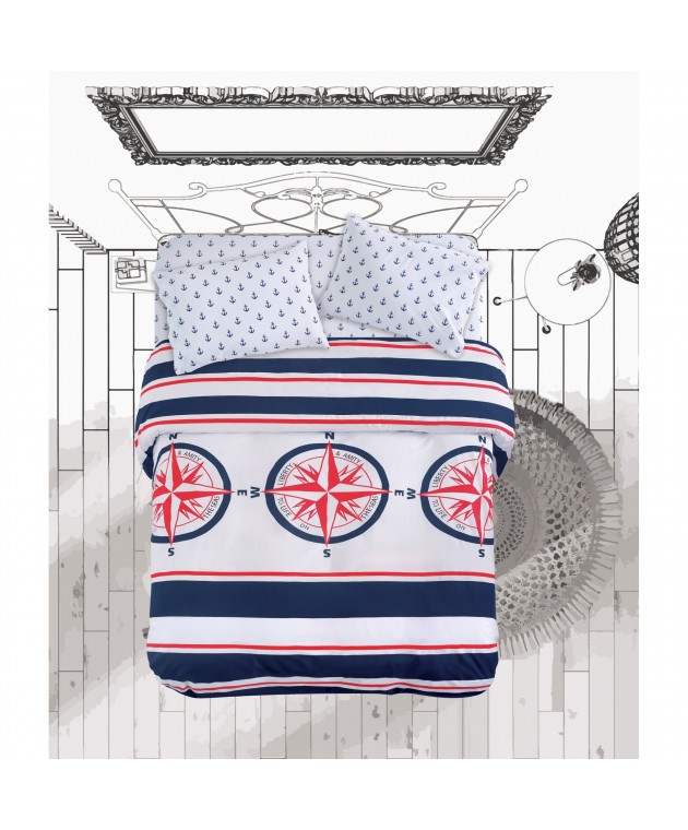 ΣΕΤ ΣΕΝΤ. Υ/Δ COMPASS 144ΤC 240x270cm 165x200+30cm  2*50x70cm ΛΑΣΤ. 100% COTTON Σεντόνια Υπέρδιπλα