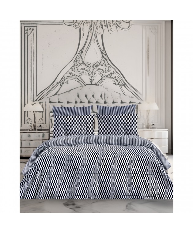 ΣΕΤ ΣΕΝΤ. KING CHECK 144ΤC  ΧΛ.2*270x290cm 2*50x70cm 100% COTTON Σεντόνια King Size