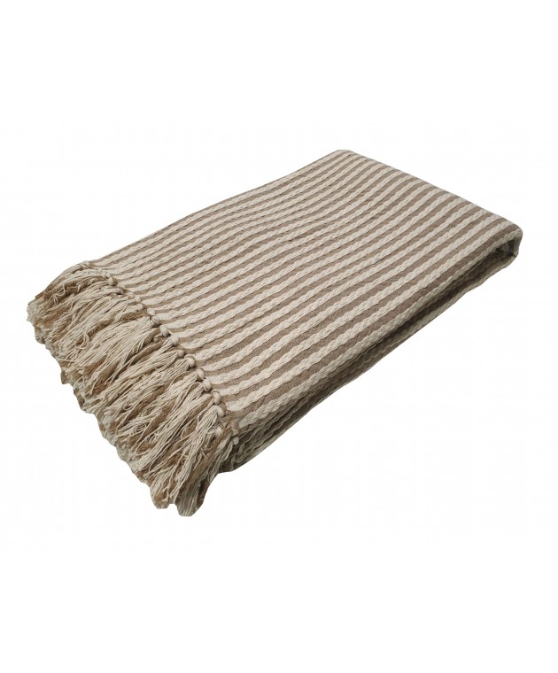 Ριχτάρι Υφαντό ΚΟΜΒΟΣ Βαμβακερό Ινδίας 4Θ Natural - Beige 180x350 Τετραθέσιου