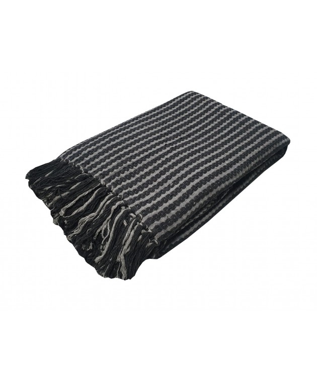Ριχτάρι Υφαντό ΚΟΜΒΟΣ Βαμβακερό Ινδίας 4Θ Black - Light Grey 180x350 Τετραθέσιου