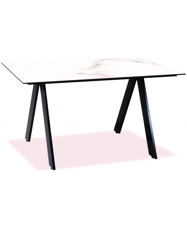 Παραλληλόγραμμο Τραπέζι Αλουμινίου Με Επιφάνεια Compact Hpl Λευκό Μαρμάρου 160 x 90 x 75(h)cm Αλουμινίου