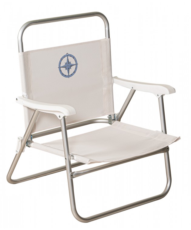 Λευκή Πτυσσόμενη Πολυθρόνα Με Αλουμίνιο Σκελετό Και Διάτρητο Ύφασμα 1 x 1 , 44 x 52 x 79(h)cm Καρέκλες Θαλάσσης