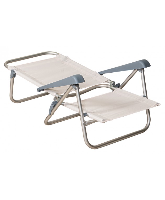 Λευκή Πτυσσόμενη Πολυθρόνα-Ξαπλώστρα Αλουμίνιο Σκελετό Και Διάτρητο Ύφασμα , 39 x 51 x 18/82(h)cm Καρέκλες Θαλάσσης