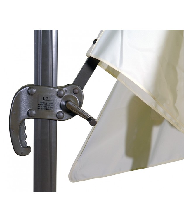 Γωνιακή Τετράγωνη Ομπρέλα 300 x 300  ,Περιστρεφόμενη 360 , Με Αλουμίνιο Κορμό Και Πετάλι Ασφαλείας Μεγάλο Αεραγωγό Μπεζ Πανί Και Μπεζ Σκελετό Ομπρέλες