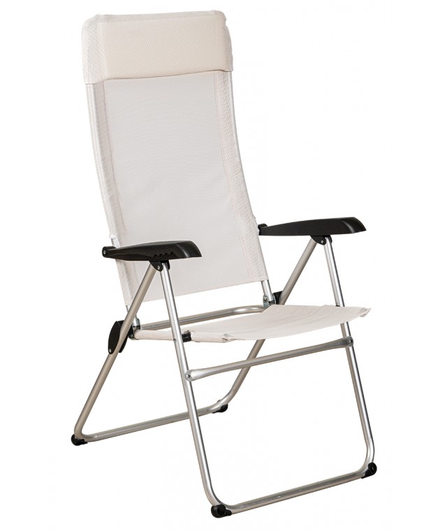 Λευκή Πτυσσόμενη Πολυθρόνα Με Αλουμίνιο Σκελετό Και Διάτρητο Ύφασμα 1 x 1 , 43 x 49 x 113(h)cm Καρέκλες Θαλάσσης