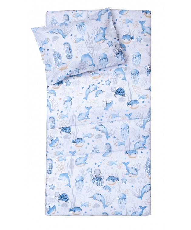 Σετ Σεντόνια Λίκνου 80x100 Βυθός Βρεφικά Σεντόνια Λίκνου-Καλαθούνας