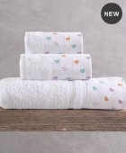 Σετ πετσέτες μπάνιου 3 τεμ. σε σακούλα TINY HEART  WHITE, RYTHMOS HOME Σετ πετσέτες Mπάνιου