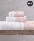 Σετ πετσέτες μπάνιου 3 τεμ. σε σακούλα TINY HEART SALMON, RYTHMOS HOME Σετ πετσέτες Mπάνιου