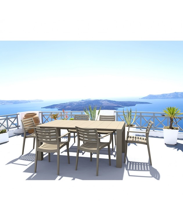 Σετ Τραπεζαρίας 7τμχ Vegas Artemis Taupe 100X180/220Χ75εκ. Τραπεζαρίες