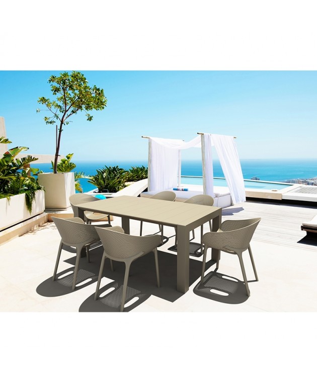 Σετ Τραπεζαρίας 7τμχ Vegas Sky Pro Taupe 100X180/220Χ75εκ. Τραπεζαρίες