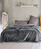 Κουβέρτα βελουτέ Υ/Δ (220Χ240) VELOUR ΓΚΡΙ ΣΚΟΥΡΟ, RYTHMOS HOME Κουβέρτες Βελουτέ Υπέρδιπλες