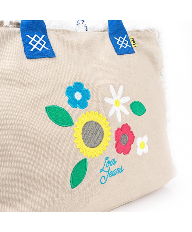 Τσάντα Θαλάσσης Lois Μπεζ 601101-01 44x34x18cm Τσάντες Θαλάσσης