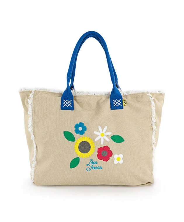 Τσάντα Θαλάσσης Lois Μπεζ 601101-01 44x34x18cm Τσάντες Θαλάσσης