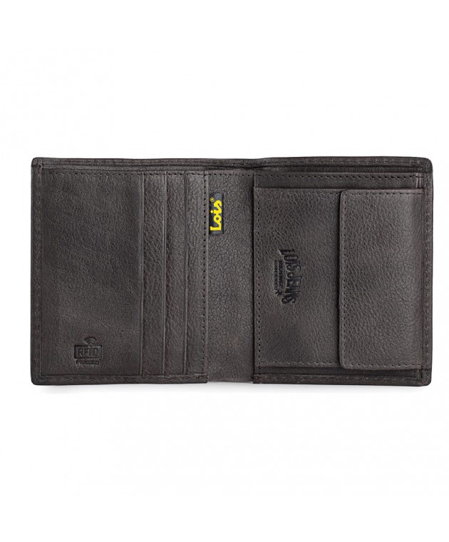 Πορτοφόλι Ανδρικό Δερμάτινο Lois 201406-01 Καφέ Σκούρο 10,5 x 9,5 x 1,5 cm Πορτοφόλια