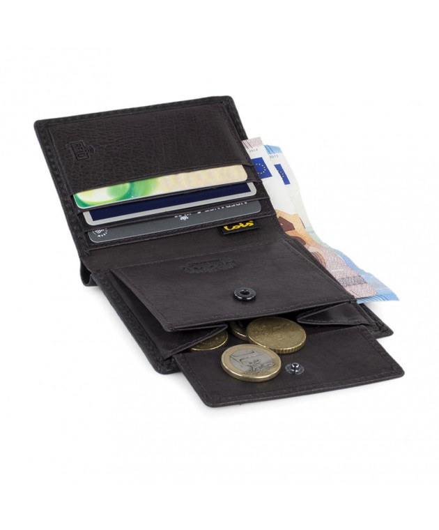 Πορτοφόλι Ανδρικό Δερμάτινο Lois 201406-01 Καφέ Σκούρο 10,5 x 9,5 x 1,5 cm Πορτοφόλια