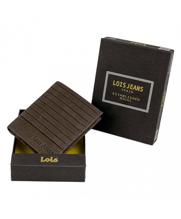 Πορτοφόλι Ανδρικό Δερμάτινο Lois 202217-02 Καφέ 10x8x2cm Πορτοφόλια