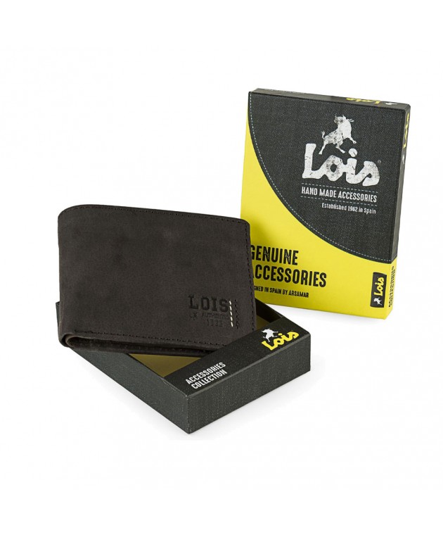 Πορτοφόλι Ανδρικό Δερμάτινο Lois Καφέ 202808-02 11x8x1cm Πορτοφόλια