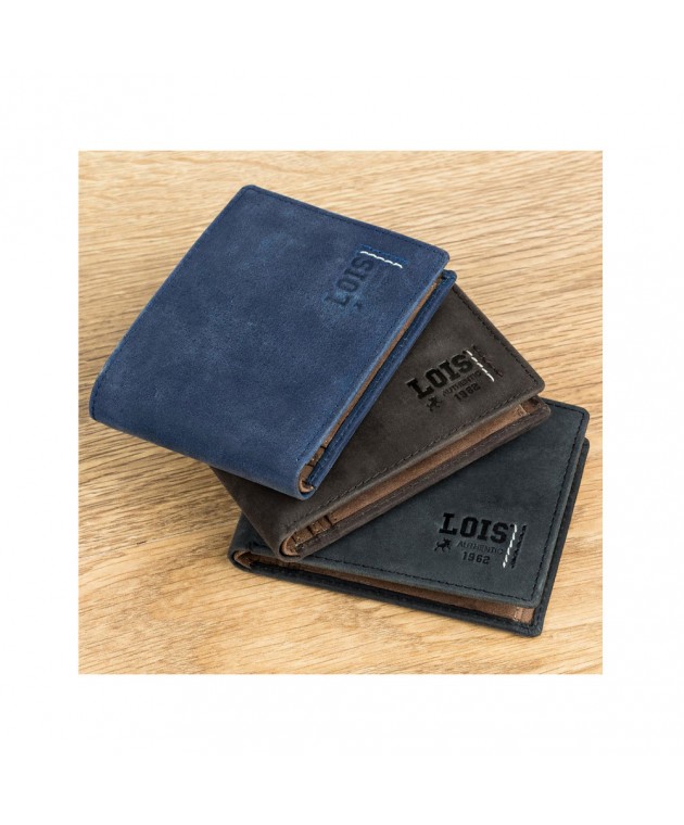 Πορτοφόλι Ανδρικό Δερμάτινο Lois Καφέ 202808-02 11x8x1cm Πορτοφόλια