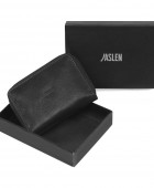 Πορτοφόλι με Μπρελόκ Ανδρικό JASLEN με RFID Δερμάτινο Μαύρο 204243-01  10.5 x 7 x 1 cm Πορτοφόλια