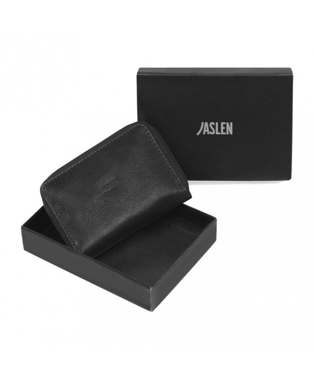 Πορτοφόλι με Μπρελόκ Ανδρικό JASLEN με RFID Δερμάτινο Μαύρο 204243-01  10.5 x 7 x 1 cm Πορτοφόλια