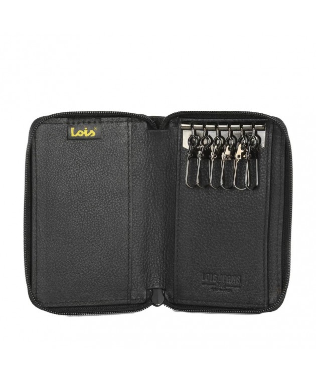 Πορτοφόλι με Μπρελόκ Ανδρικό LOIS με RFID Δερμάτινο Μαύρο 205201-01  10.5 x 7.5 x 1.5 cm Πορτοφόλια