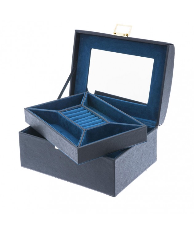 Θήκη Κοσμημάτων DAVIDTS Μαύρο/Μπλε 333159-19  21,5 x 18,50 x 11,50 cm Θήκες Κοσμημάτων/Ρολογιών