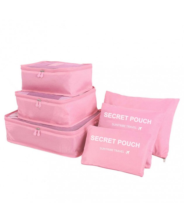 Τσάντες οργάνωσης βαλίτσας AMBER 6 τεμάχια Ροζ AM2001 Αξεσουάρ