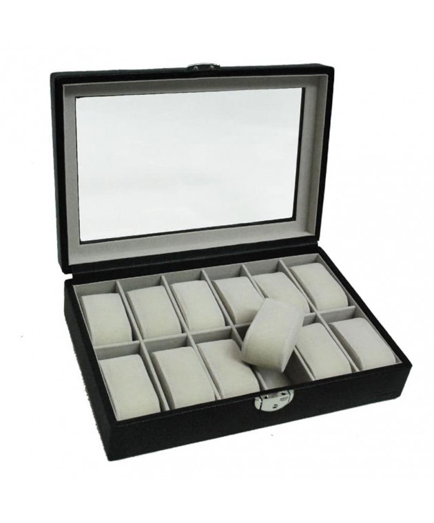 Θήκη Ρολογιών DAVIDTS Μαύρο - Γνήσιο Δέρμα 378812-01  31.5 x 8x 21.5 Θήκες Κοσμημάτων/Ρολογιών