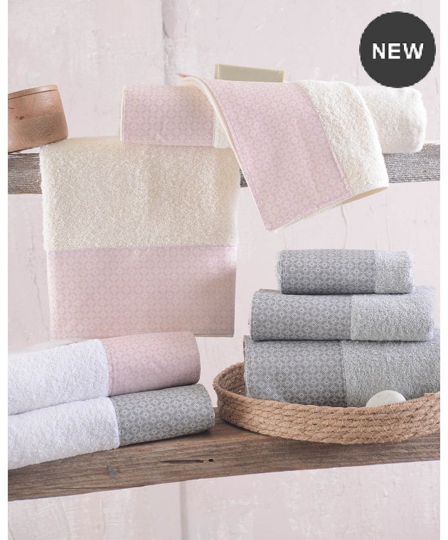Σετ πετσέτες μπάνιου 3 τεμ. (σε κουτί) SINCLAIR ΛΕΥΚΟ-ΓΚΡΙ, RYTHMOS HOME Σετ πετσέτες Mπάνιου