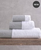 Σετ πετσέτες μπάνιου 3 τεμ. (σε κουτί) SINCLAIR ΛΕΥΚΟ-ΓΚΡΙ, RYTHMOS HOME Σετ πετσέτες Mπάνιου