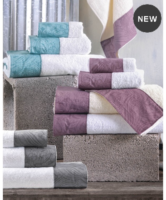 Σετ πετσέτες μπάνιου 3 τεμ. (σε σακούλα) CHARISMA ECRU-PURPLE, RYTHMOS HOME Σετ πετσέτες Mπάνιου