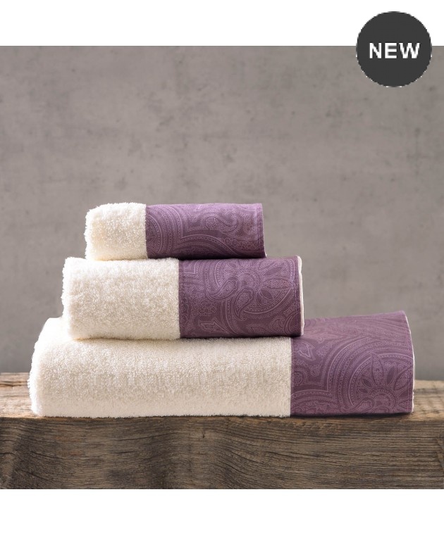 Σετ πετσέτες μπάνιου 3 τεμ. (σε σακούλα) CHARISMA ECRU-PURPLE, RYTHMOS HOME Σετ πετσέτες Mπάνιου