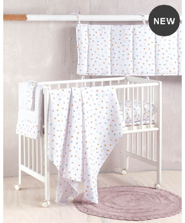 Πάπλωμα κούνιας (110Χ150) TINY HEART WHITE, RYTHMOS HOME Βρεφικά Παπλώματα