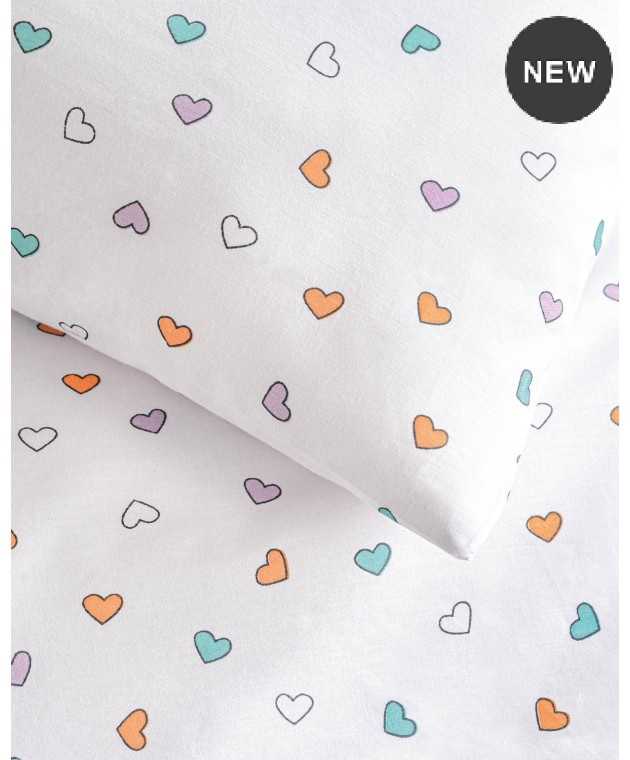 Σετ παπλωματοθήκη κούνιας (110Χ160) TINY HEART WHITE, RYTHMOS HOME Βρεφικές Παπλωματοθήκες