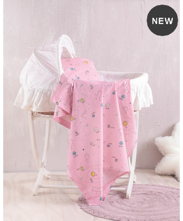 Σεντόνι λίκνου (80Χ110) VENUS PINK, RYTHMOS HOME Βρεφικά Σεντόνια Λίκνου-Καλαθούνας
