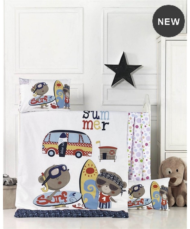 Σετ παπλωματοθήκη κούνιας (100Χ150) SURF, RYTHMOS HOME Βρεφικές Παπλωματοθήκες